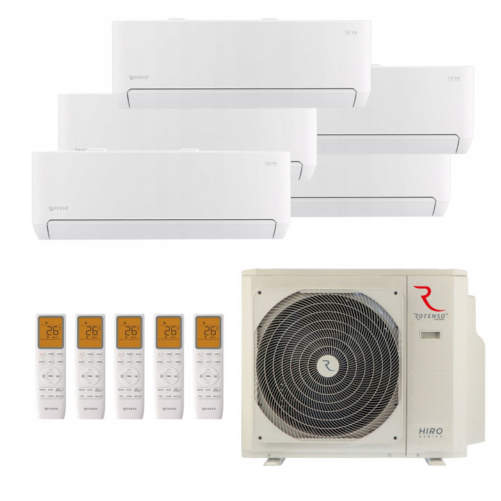 Klimatyzacja Rotenso Multisplit 5x TETA Mirror Biały 180m2 do domu 15KW