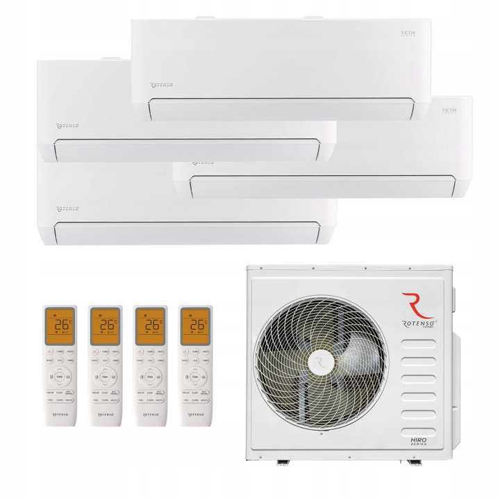 Klimatyzacja Rotenso Multisplit 4x TETA Mirror Biały 120m2 do domu 10KW