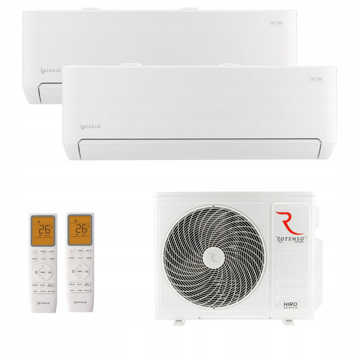 Klimatyzacja Rotenso Multisplit 2x TETA Mirror Biały 80m2 mieszkanie 7,5KW