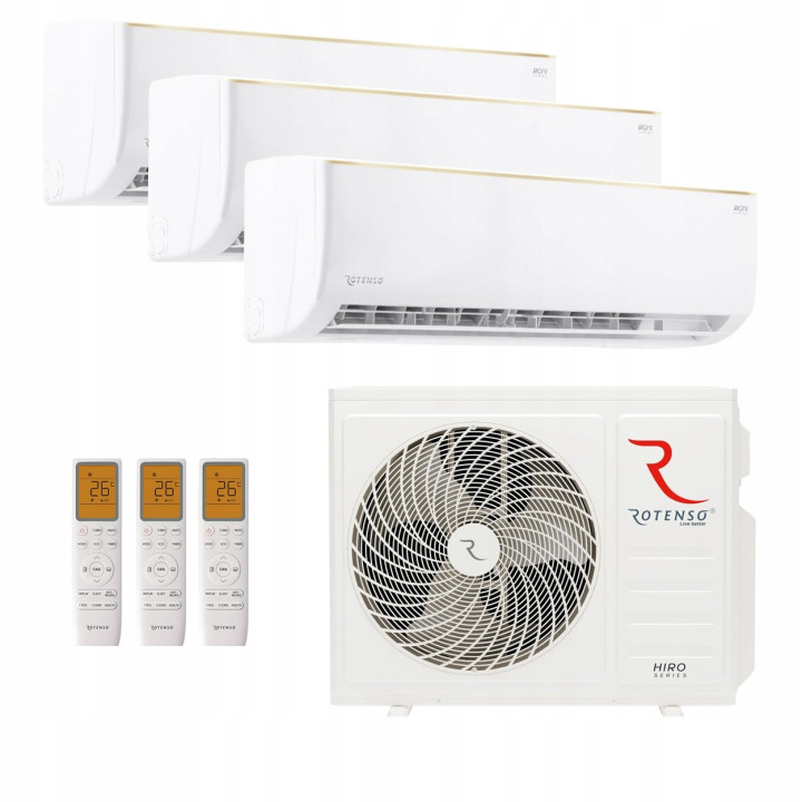 Rotenso Multisplit 3x Roni White 2,6kW wydajny do 80m2 WiFi 8KW
