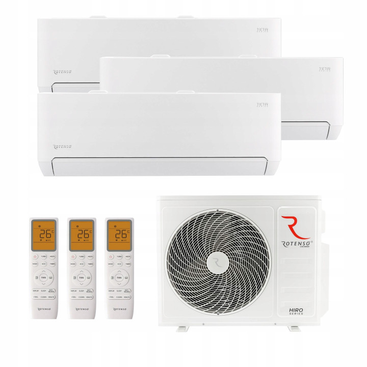 Rotenso Multisplit 3x Roni White 2,6kW wydajny do 80m2 WiFi 8KW