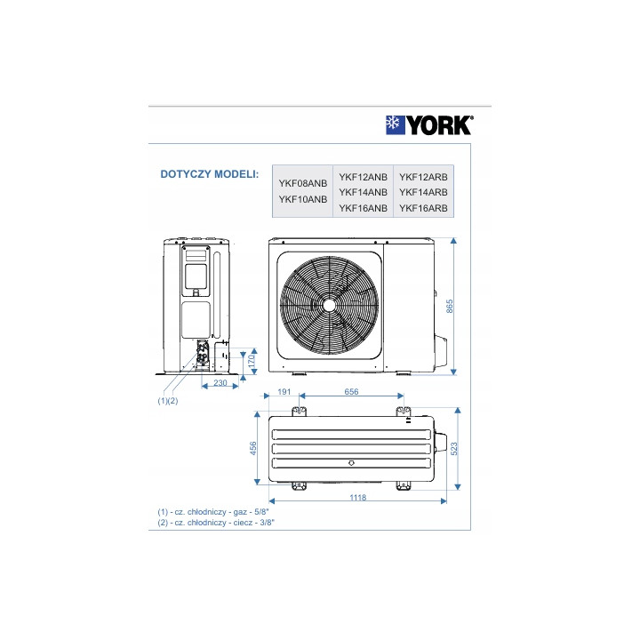 Pompa ciepła YORK YKF10ANB split 10kW Sterowanie WiFi