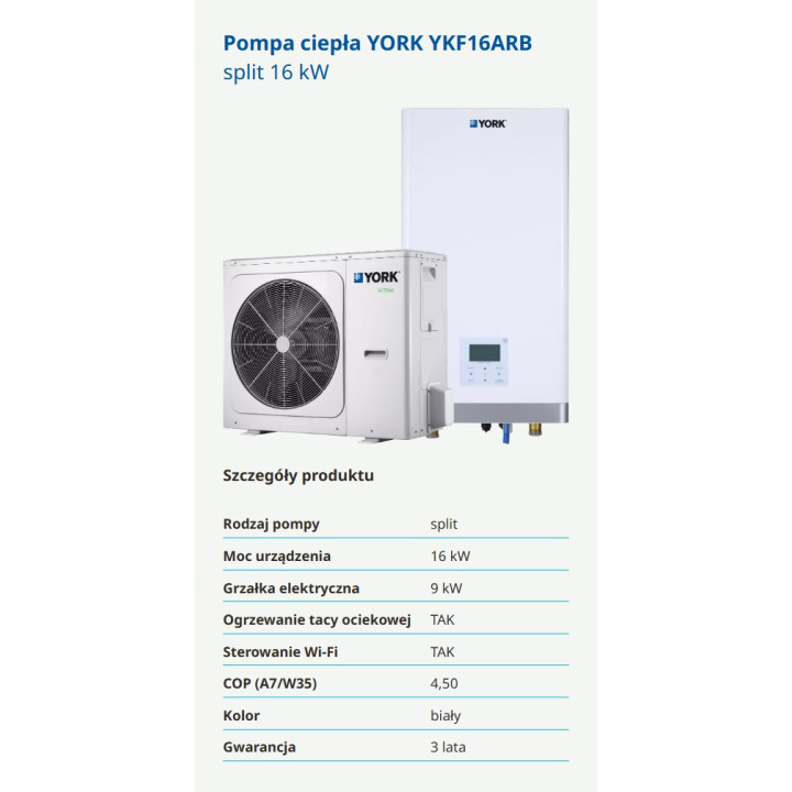 Pompa ciepła YORK YKF16ARB split 16kW Sterowanie WiFi