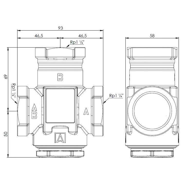 Zawór temperaturowy ATV 555 Niezawodność Precyzja DN32, Rp1 1/4" kvs 9