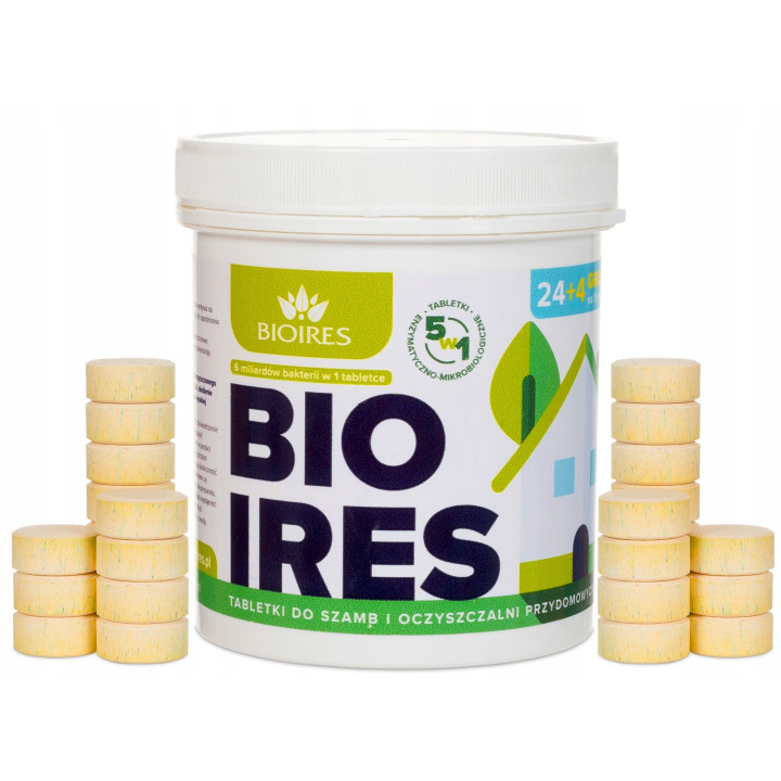 Tabletki biologiczne BioIres 28szt bakterie do szamba i oczyszczalni