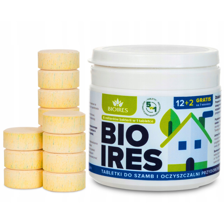 Tabletki biologiczne BioIres 28szt bakterie do szamba i oczyszczalni