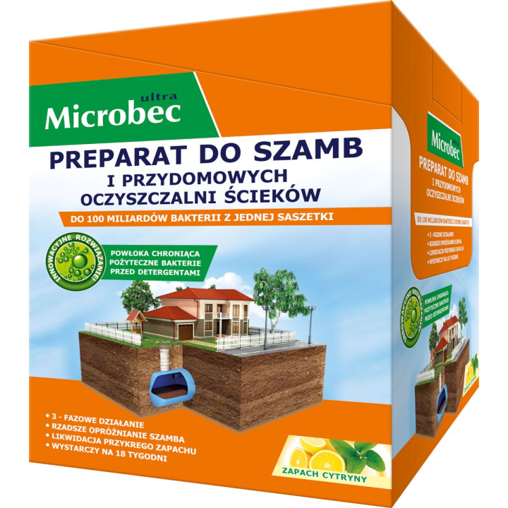 Preparat do szamb Bros Microbec Ultra - zapach cytryny 18 saszetek