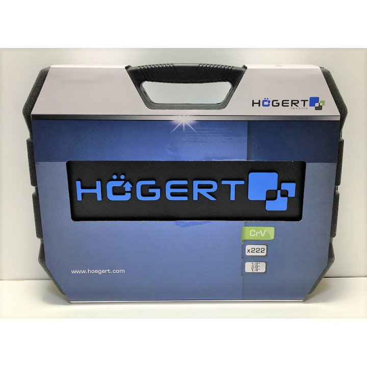 Zestaw narzędziowy Hogert HT1R444, 222 sztuk, CrV, grzechotki 72 T