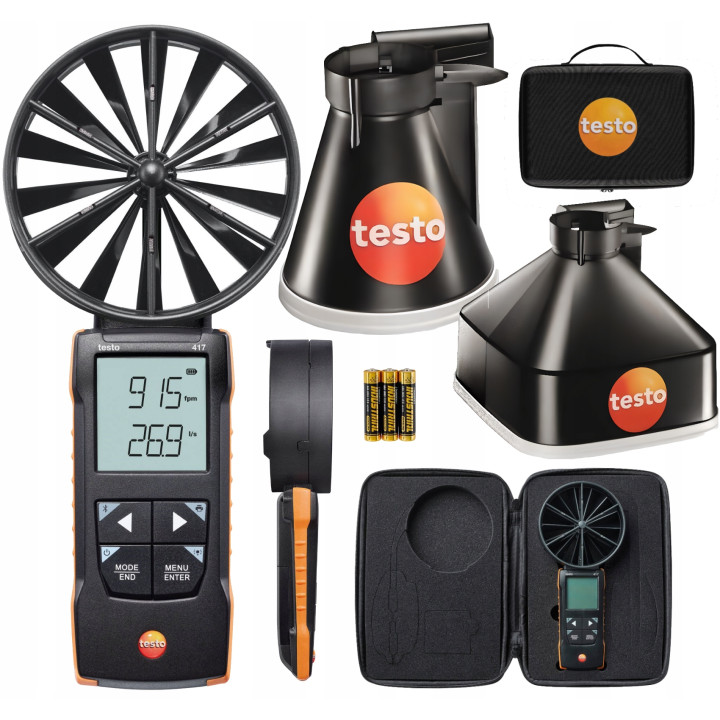 Testo 417 Zestaw 2 anemometr wiatraczkowy z teleskopem prostownicą