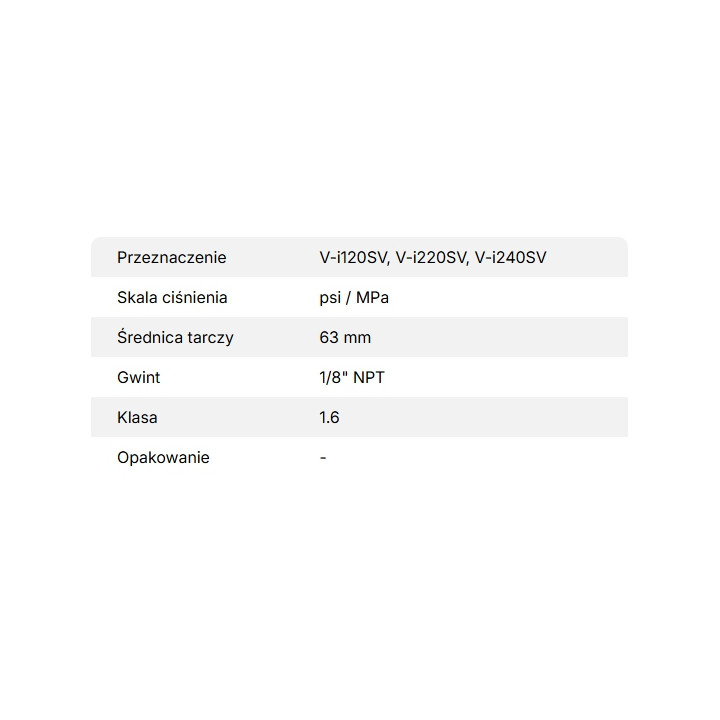 Mały wakuometr do pomp próżniowych VALUE