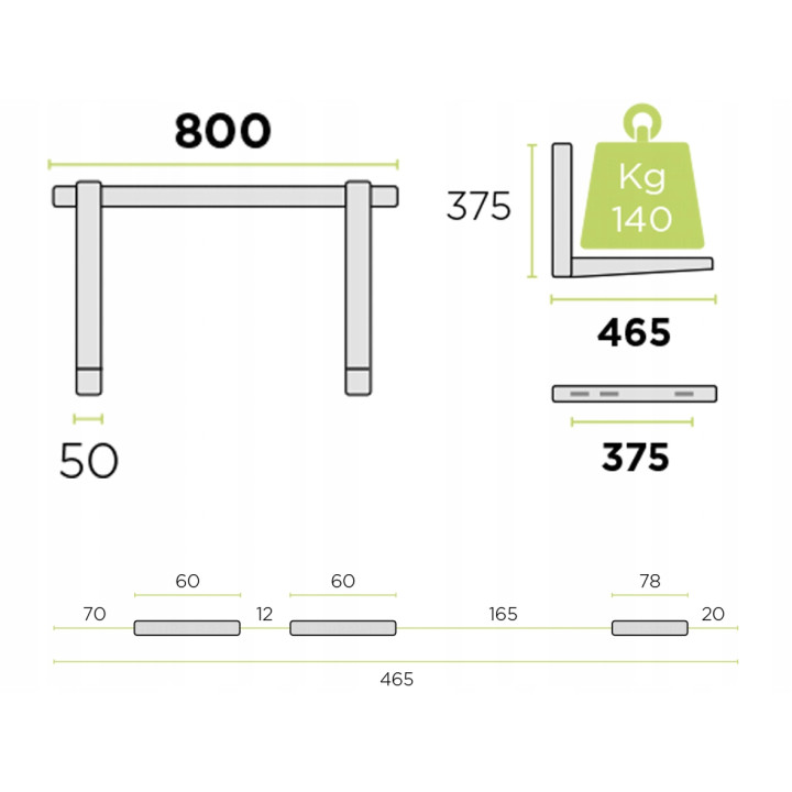 Wspornik do klimatyzatorów Rodigas MS253 465mm do 140kg, z poprzeczką