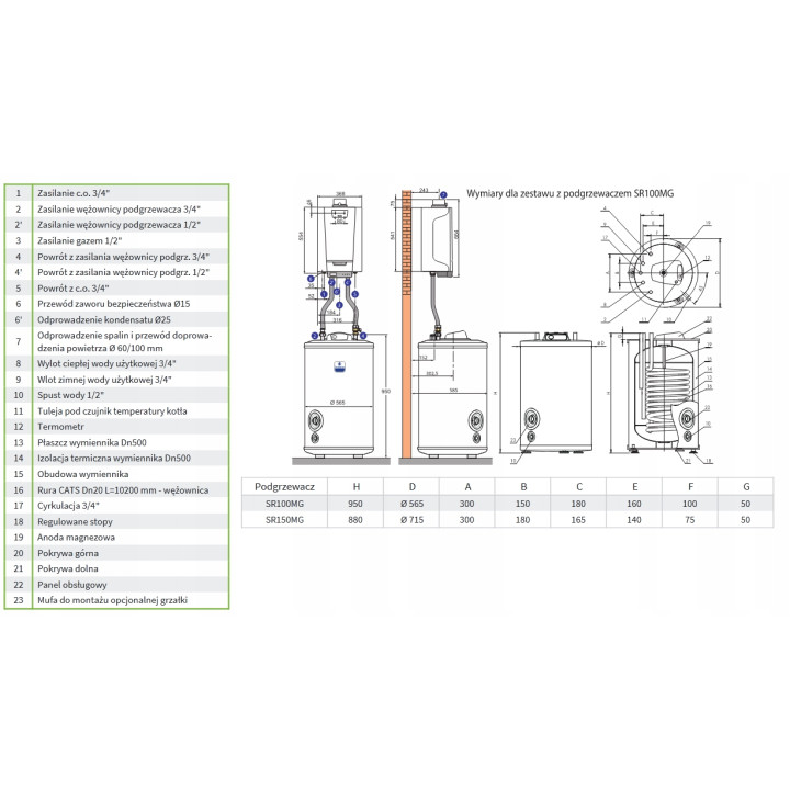 Pakiet De Dietrich kocioł MCR3 evo 24T + zasobnik cwu 100l + termostat