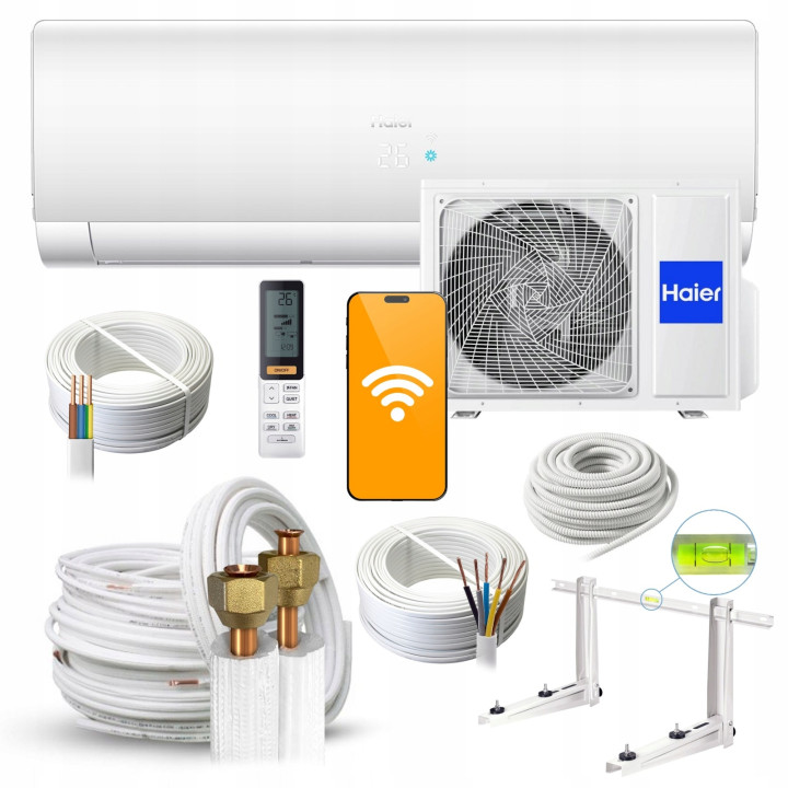 Klimatyzacja Ścienna HAIER Flexis Plus White Matt 5kW + zestaw 3mb Rodigas