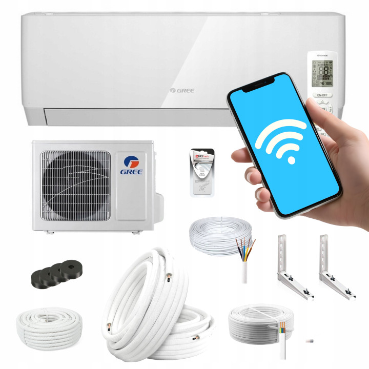 Klimatyzator ścienny domowy 5kW 50m2 WiFi Komplet