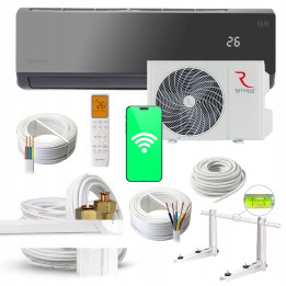 Klimatyzator Ścienny Rotenso Elis X Grafit 2,6kW + zestaw 3mb Rodigas