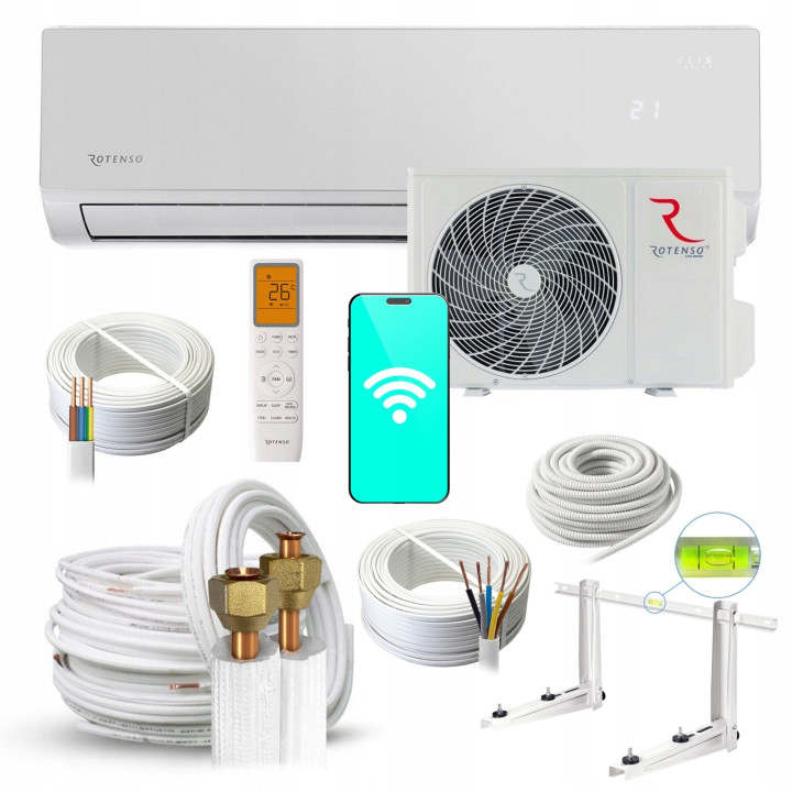 Klimatyzator Ścienny Rotenso Elis Silver X 2,6kW do domu + zestaw Rodigas