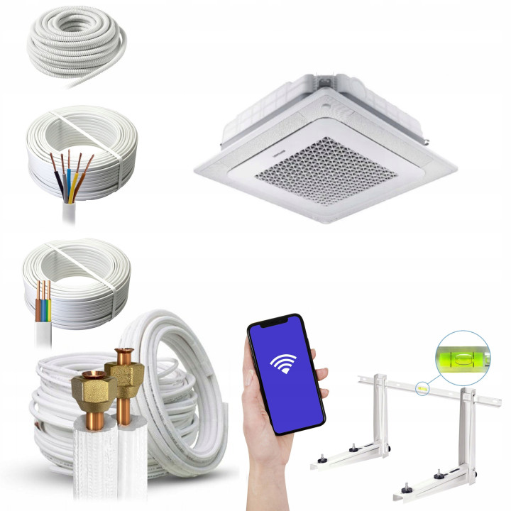 Klimatyzator kasetonowy Samsung WindFree 7,1 kW 4-kierunkowy R32 Zestaw 4mb