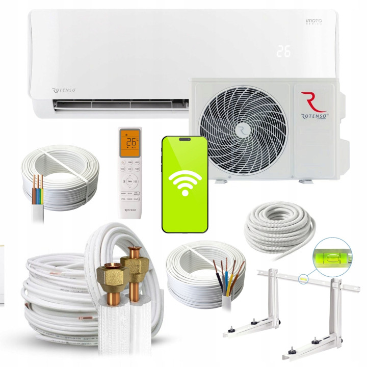 Klimatyzator Ścienny Rotenso Imoto 2,6kW do domu + zestaw 3mb Rodigas