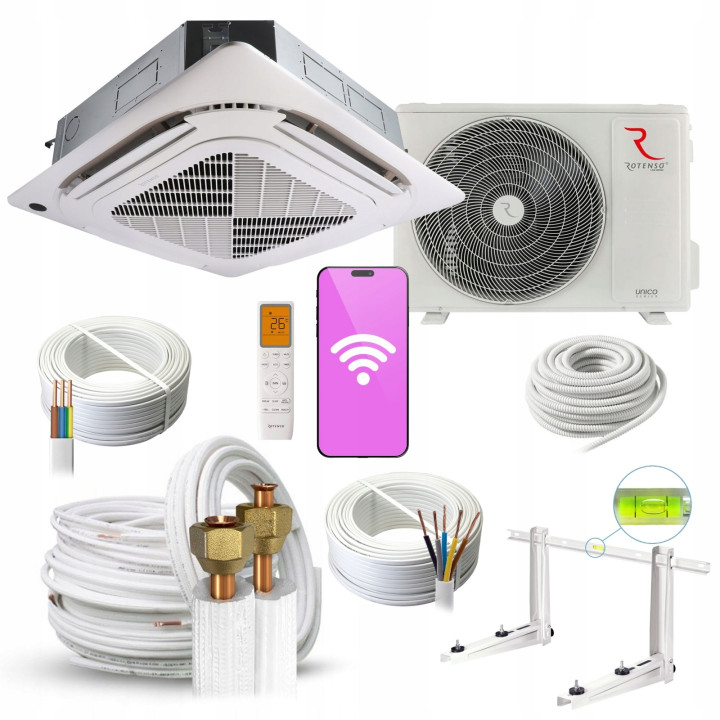 Klimatyzator Kasetonowy Rotenso Tenji 8,8kW wydajny + zestaw 6mb Rodigas