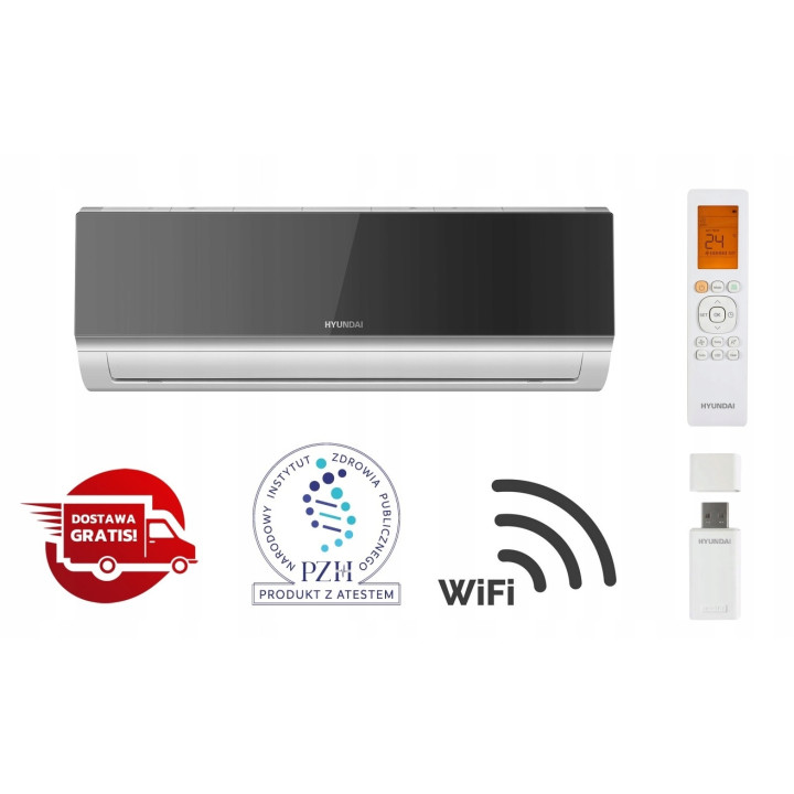Klimatyzacja ścienna HYUNDAI Elegance Black Czarny Wifi 3D 5,3kW
