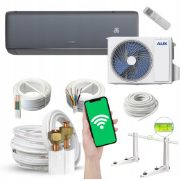 Klimatyzator ścienny AUX Q-Smart Premium Grey 5,4kW + zestaw 3mb Rodigas