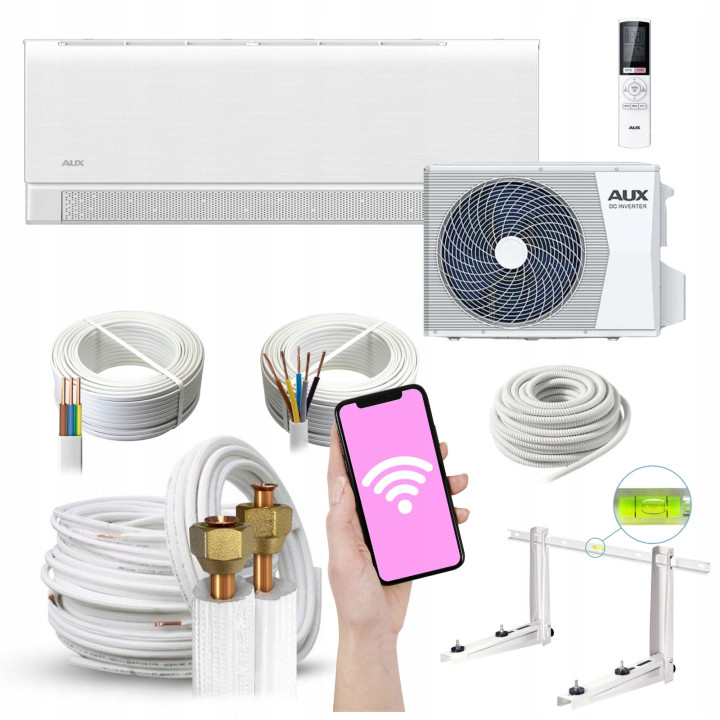 Klimatyzator ścienny AUX C-Smart White 2,6kW do domu + zestaw 3mb Rodigas