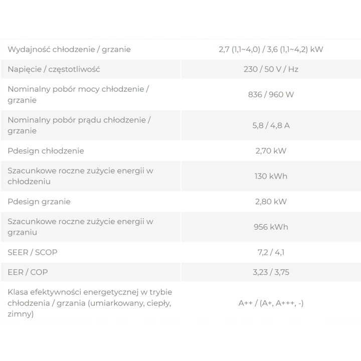Klimatyzator ścienny Sinclair Sky 2,7kW / 3,6kW