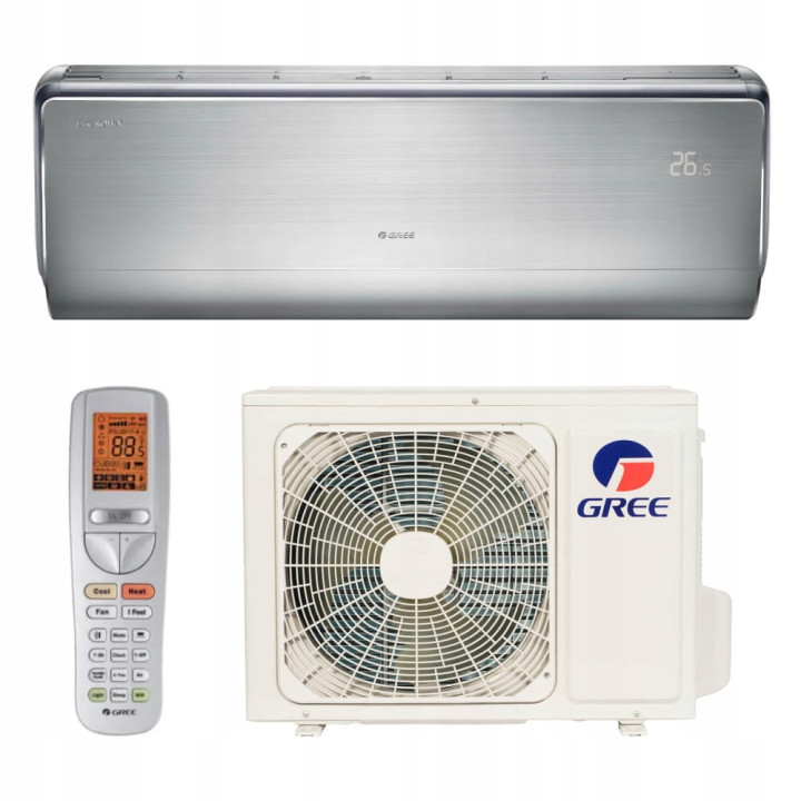 Klimatyzacja Gree U Crown 3,2KW Cichy 3D Pilot -30 Grzanie Srebrny