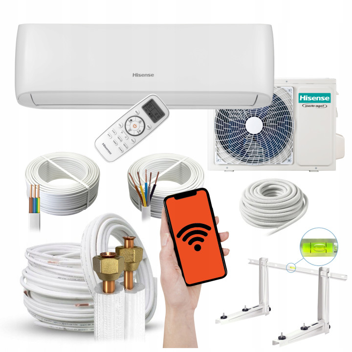 Klimatyzator ścienny Hisense EasySmart 2,6kW + zestaw 3mb Rodigas
