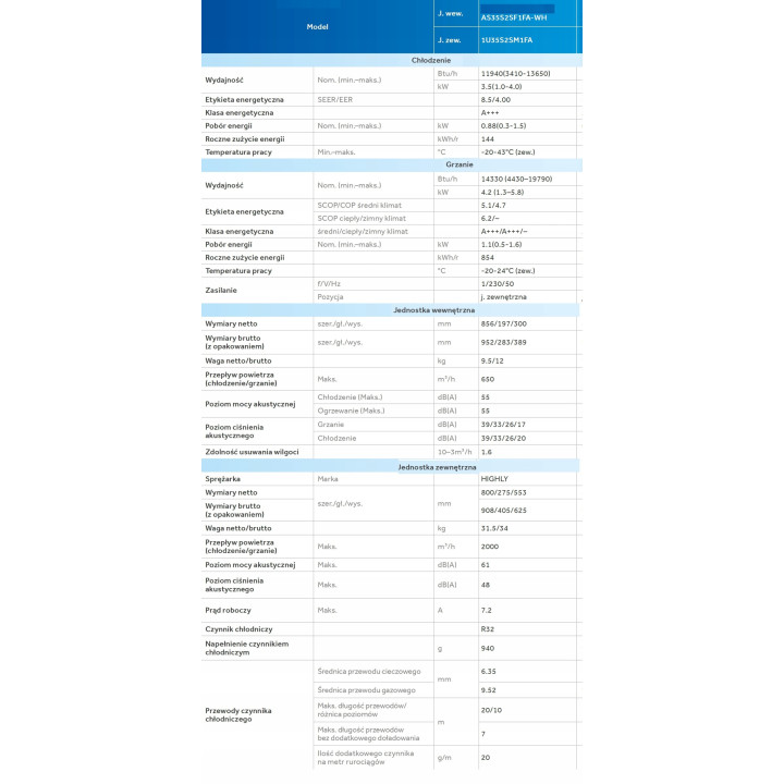Klimatyzator HAIER FLEXIS Plus WiFi UV-C 3,5kW Klimatyzacja Grzanie
