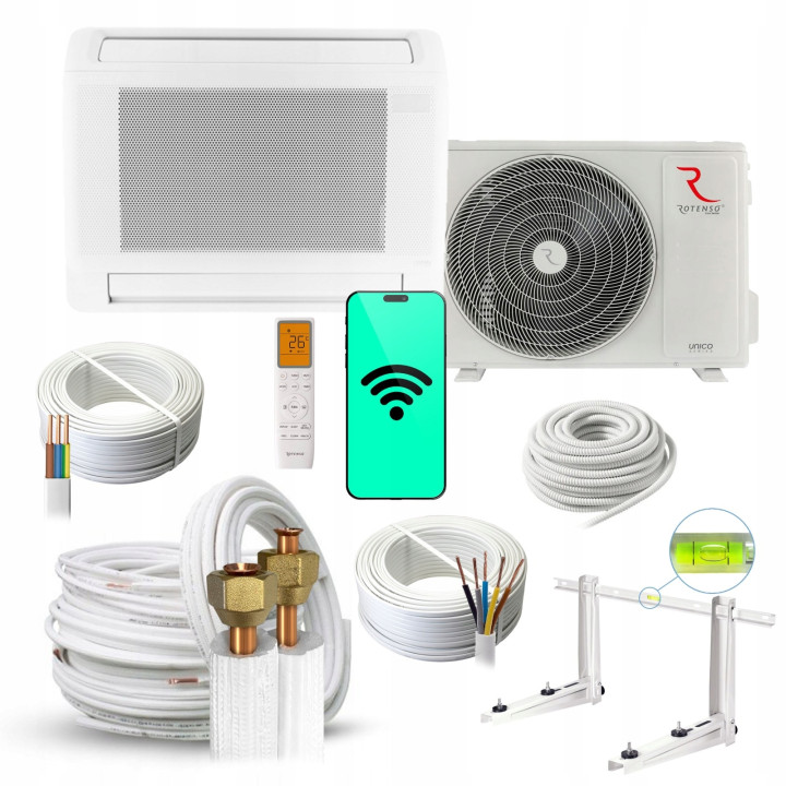 Klimatyzator Konsolowy Rotenso Aneru AN 3,4kW do biura + zestaw 3mb Rodigas