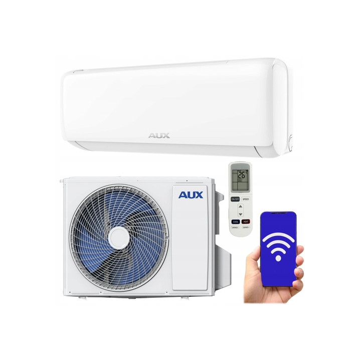 KLIMATYZATOR ŚCIENNY AUX Q-SMART PLUS II 2,7 kW WiFi GRZANIE UV 30m2
