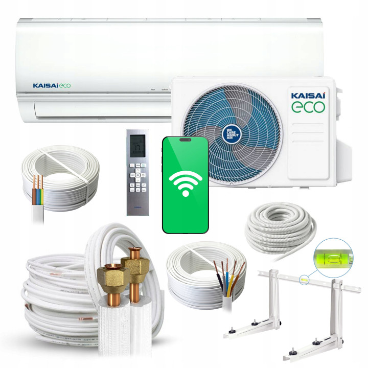 Klimatyzator ścienny KAISAI ECO 2,6kW do domu wydajny Zestaw uchwyt Rodigas