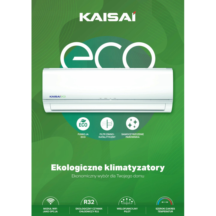 Klimatyzator ścienny KAISAI ECO 2,6kW do domu wydajny Zestaw uchwyt Rodigas