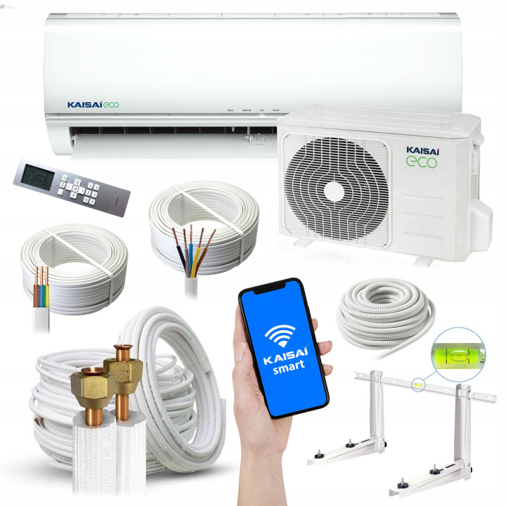 Klimatyzator ścienny KAISAI ECO 3,5kW do domu wydajny Zestaw uchwyt Rodigas