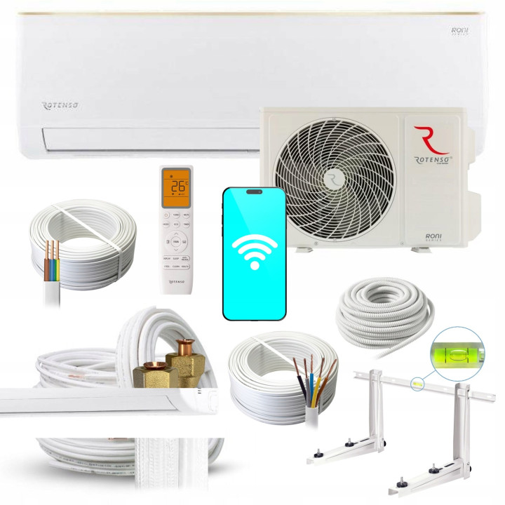 Klimatyzator Ścienny Rotenso Roni 2,6kW do domu + zestaw 3mb Rodigas
