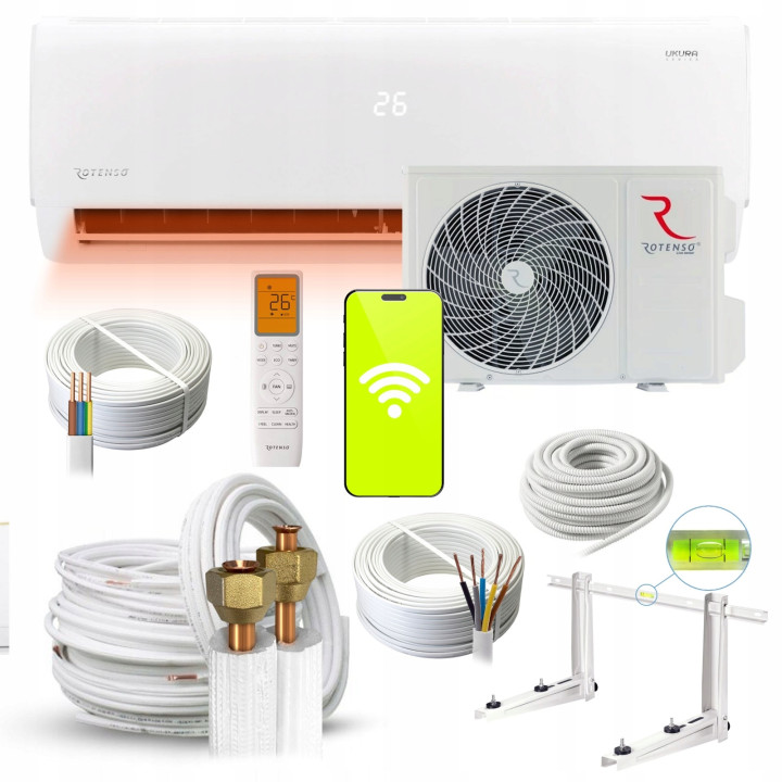 Klimatyzator Ścienny Rotenso Ukura H 3,5kW do grzania + zestaw 3mb Rodigas