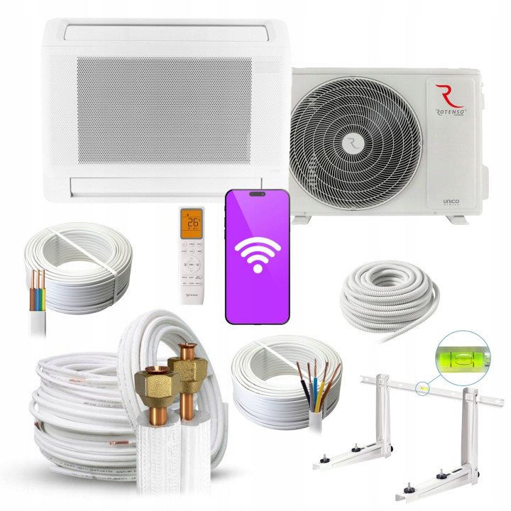 Klimatyzator Konsolowy Rotenso Aneru 2,6kW do domu + zestaw 3mb Rodigas