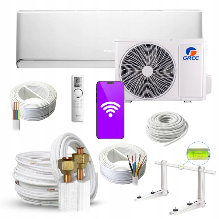 Klimatyzator ścienny Gree Airy White do domu 3,5kW + zestaw 3mb Rodigas
