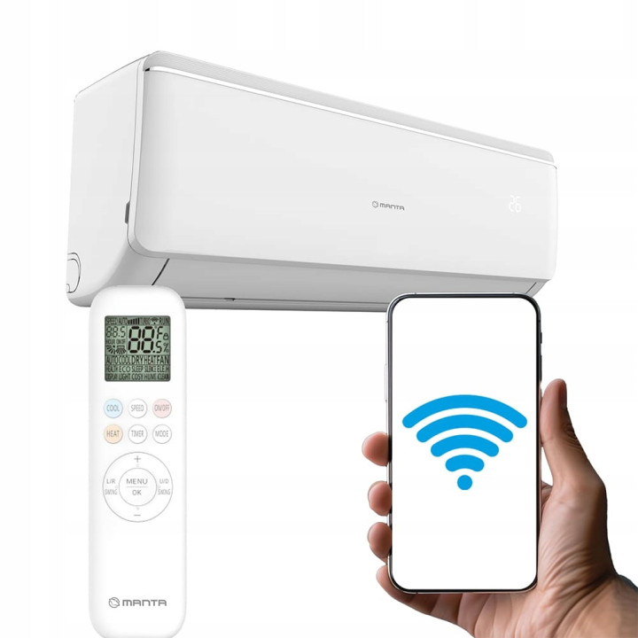 Klimatyzator ścienny Manta 3,4kW WiFi + zestaw montażowy 3mb Rodigas