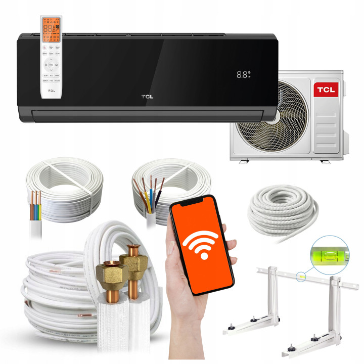 Klimatyzator ścienny TCL Elite XA82 5,1kW Czarny wydajny mocny Zestaw 3mb