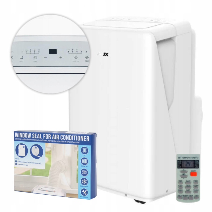 Klimatyzator przenośny AUX 3,5kW PREMIUM Wydajny Osuszacz + Uszczelka 40m2